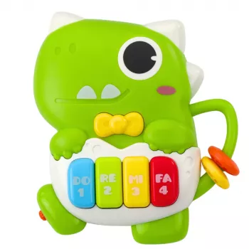 LEAN TOYS Mini pianinas mažyliams Dinozauras žalias Šviesos ir garsai