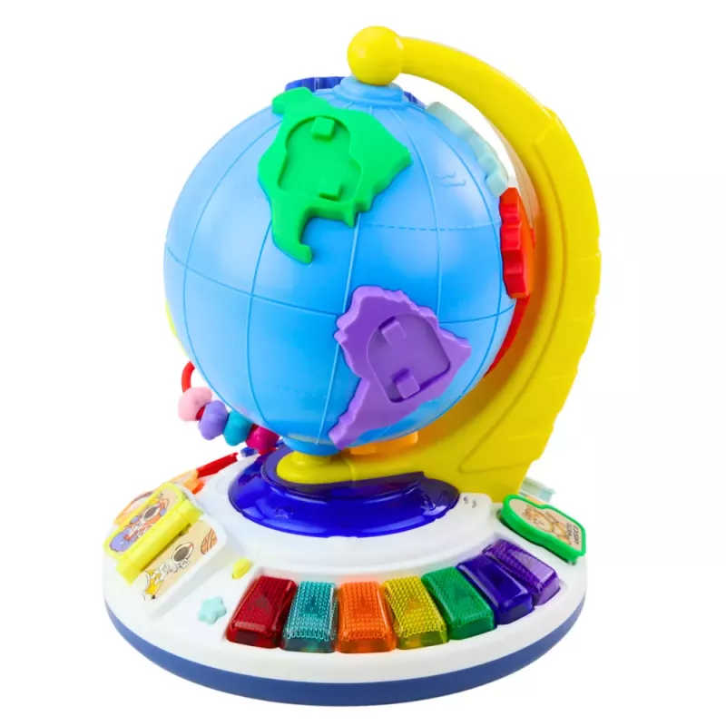 LEAN TOYS Interaktyvus edukacinis muzikinis gaublys mažiems vaikams Žemynai Gyvūnai