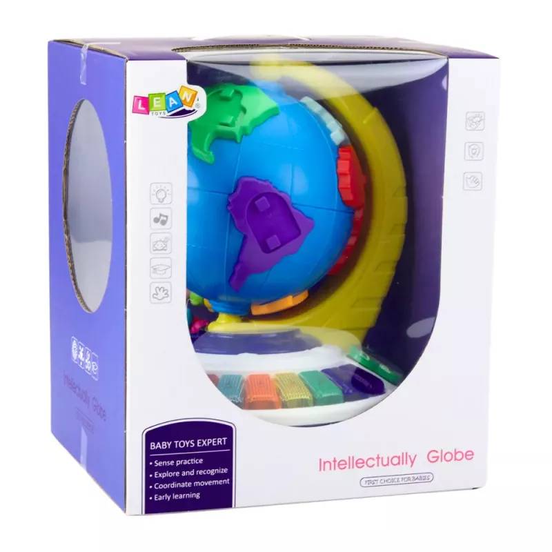 LEAN TOYS Interaktyvus edukacinis muzikinis gaublys mažiems vaikams Žemynai Gyvūnai