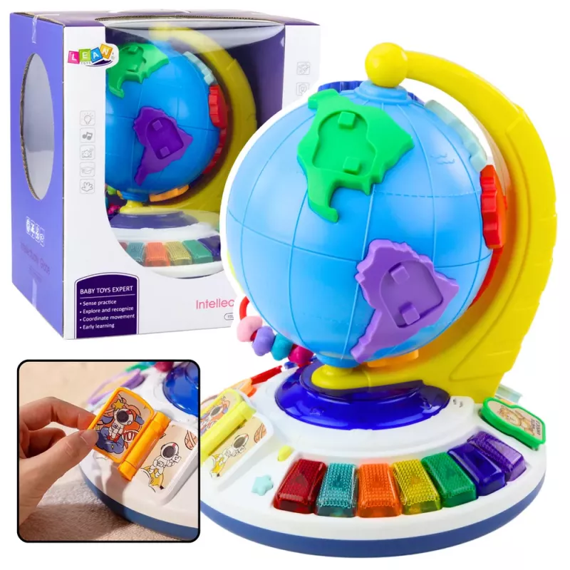 LEAN TOYS Interaktyvus edukacinis muzikinis gaublys mažiems vaikams Žemynai Gyvūnai