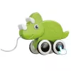 LEAN TOYS Dinozauras su traukimo virvele ir cypike, ekologiškai žalia