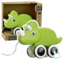 LEAN TOYS Dinozauras su traukimo virvele ir cypike, ekologiškai žalia