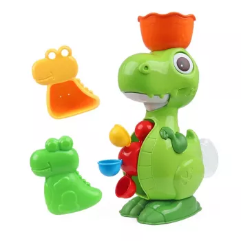 LEAN TOYS vonios žaislų rinkinys Dinozauras su malūnėlio priedais 8 vnt.