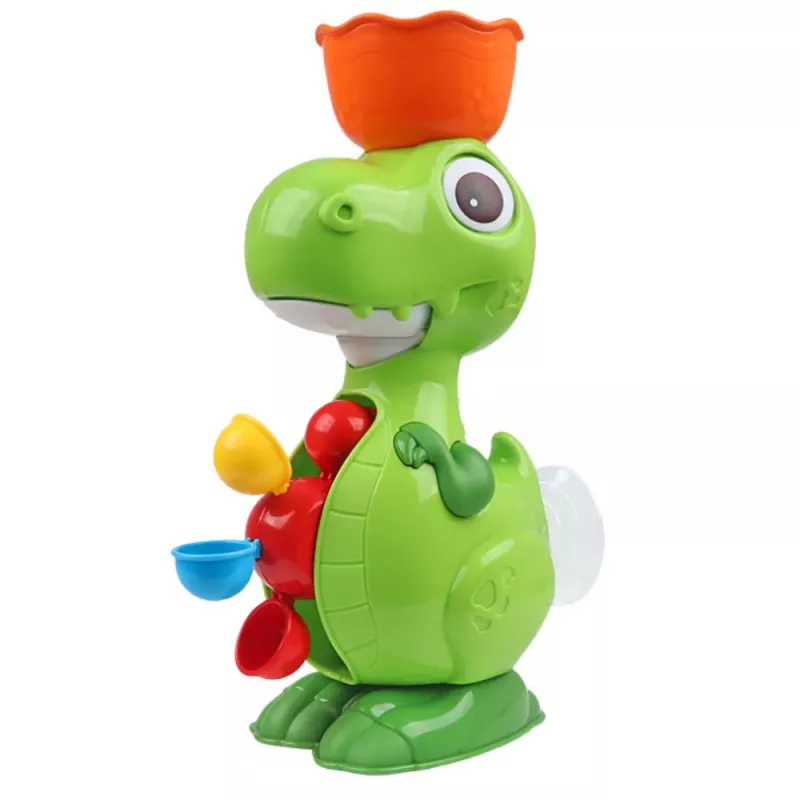 LEAN TOYS vonios žaislų rinkinys Dinozauras su malūnėlio priedais 8 vnt.