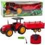 LEAN TOYS RC nuotoliniu valdymu valdomas ūkio traktorius su priekaba raudonas