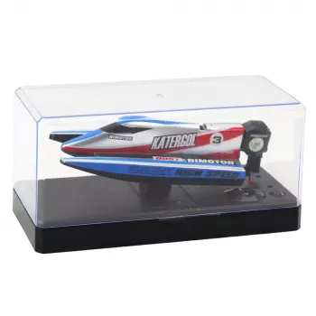 LEAN TOYS nuotoliniu valdymu valdomas RC motorlaivis mėlynai sidabrinis 14 cm