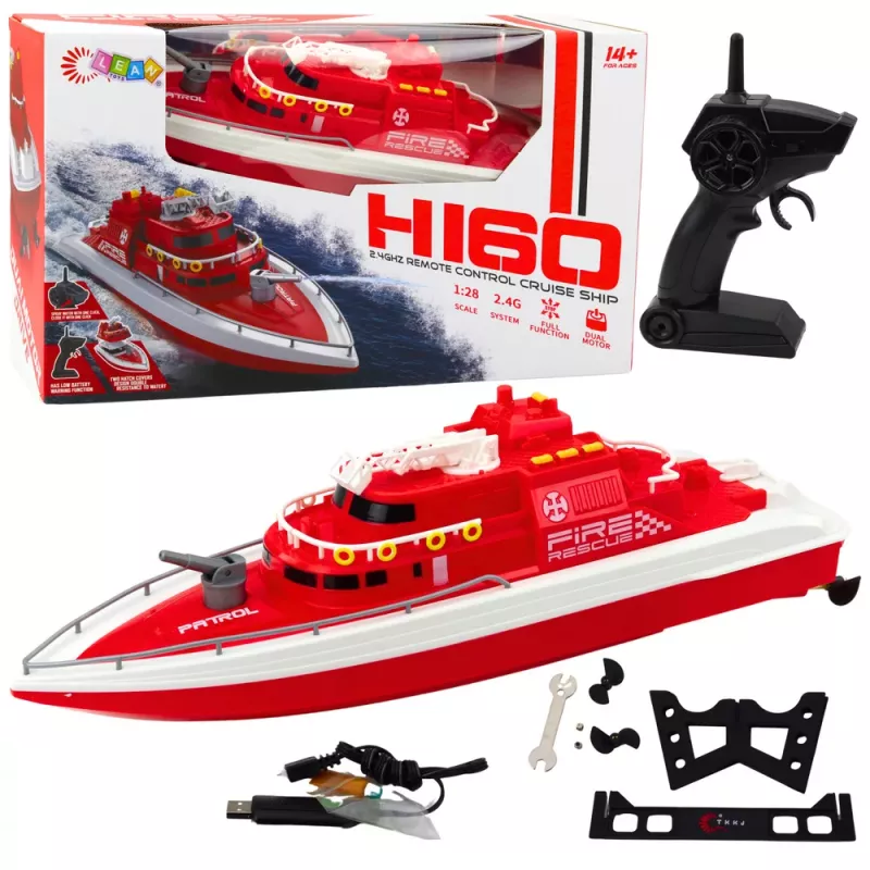 LEAN TOYS nuotoliniu valdymu motorinė valtis RC 1:28 raudona