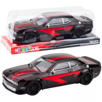 LEAN TOYS Sportinis automobilis blizgiu kėbulu juodos spalvos su raudonomis linijomis