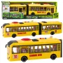 LEAN TOYS Artikuliuotas mokyklinis autobusas su atsidarančiomis durimis, šviesomis, garsais, geltonas, 1:16 mastelis