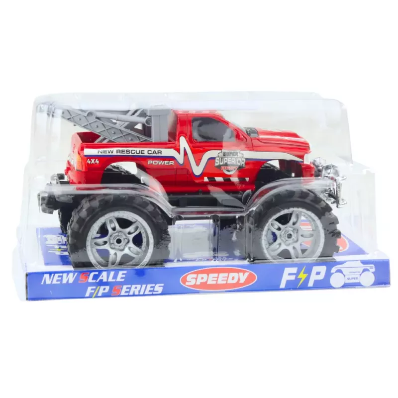 LEAN TOYS Visureigis gelbėjimo automobilis su vilkimo kablys, raudonas 27cm