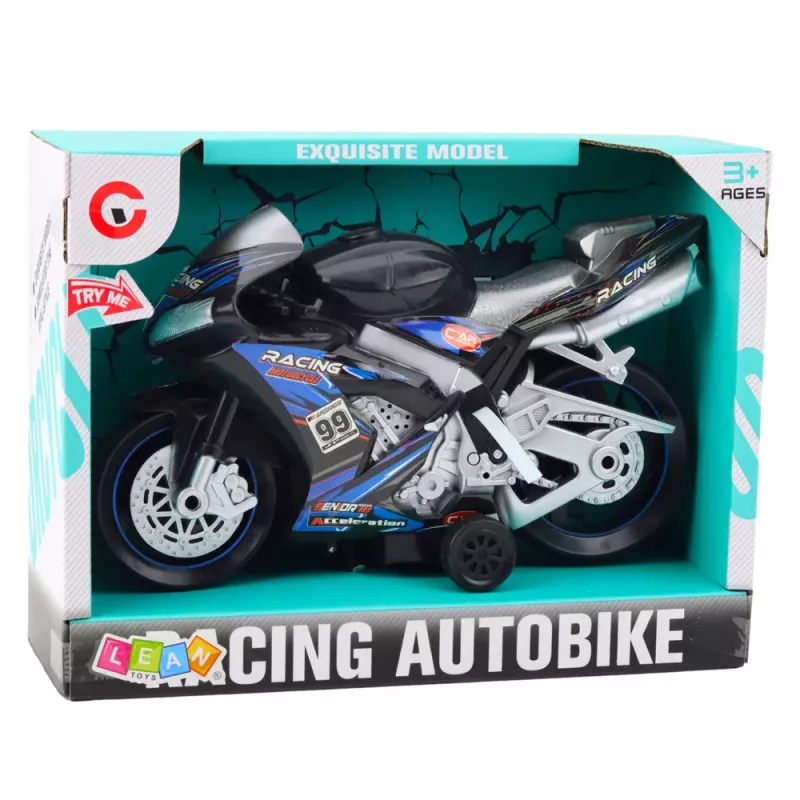 LEAN TOYS Racing Bike Racer Drive Lights Sounds Black Blue