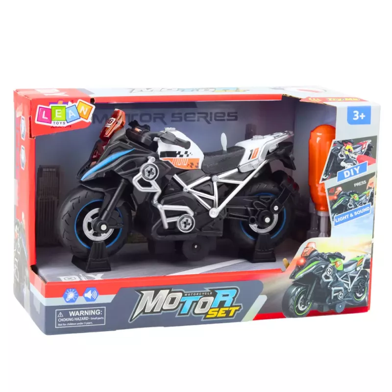 LEAN TOYS DIY Racing Bike Twisting Disassembly Lights Sounds Black