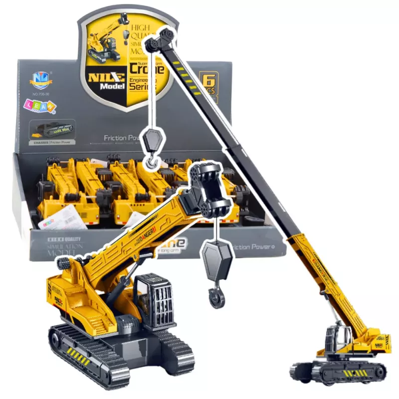 LEAN TOYS Vikšrinis kranas su ištraukiama ir besisukančia kabina 360° Geltonas