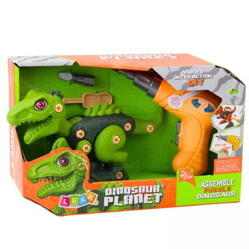 LEAN TOYS Dinosaur Take-Apart Toy T-Rex Green with Electric Drill DIY
