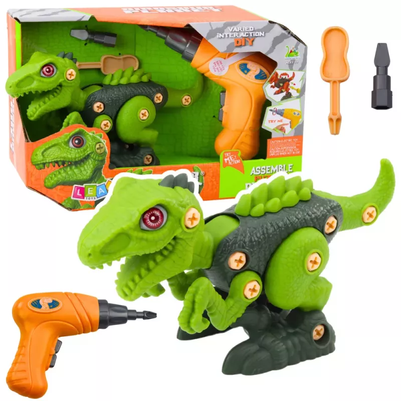 LEAN TOYS Dinosaur Take-Apart Toy T-Rex Green with Electric Drill DIY