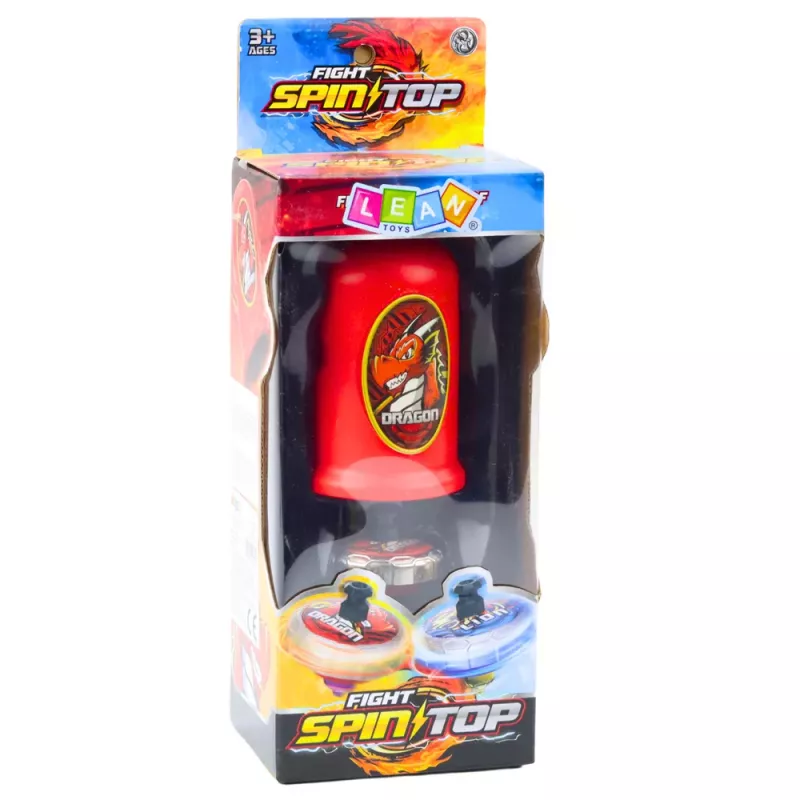 LEAN TOYS Flying Disc Dragon Spinning Top Launcher Set Red