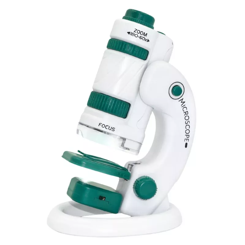 LEAN TOYS Nešiojamasis edukacinis mikroskopas vaikams 2 in 1 60X/180X Priedai