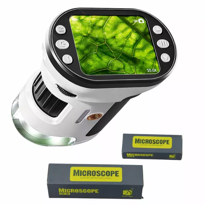 LEAN TOYS Mokomasis skaitmeninis mikroskopas su ekranu, 1000X LED vaizdo ir nuotraukų funkcija