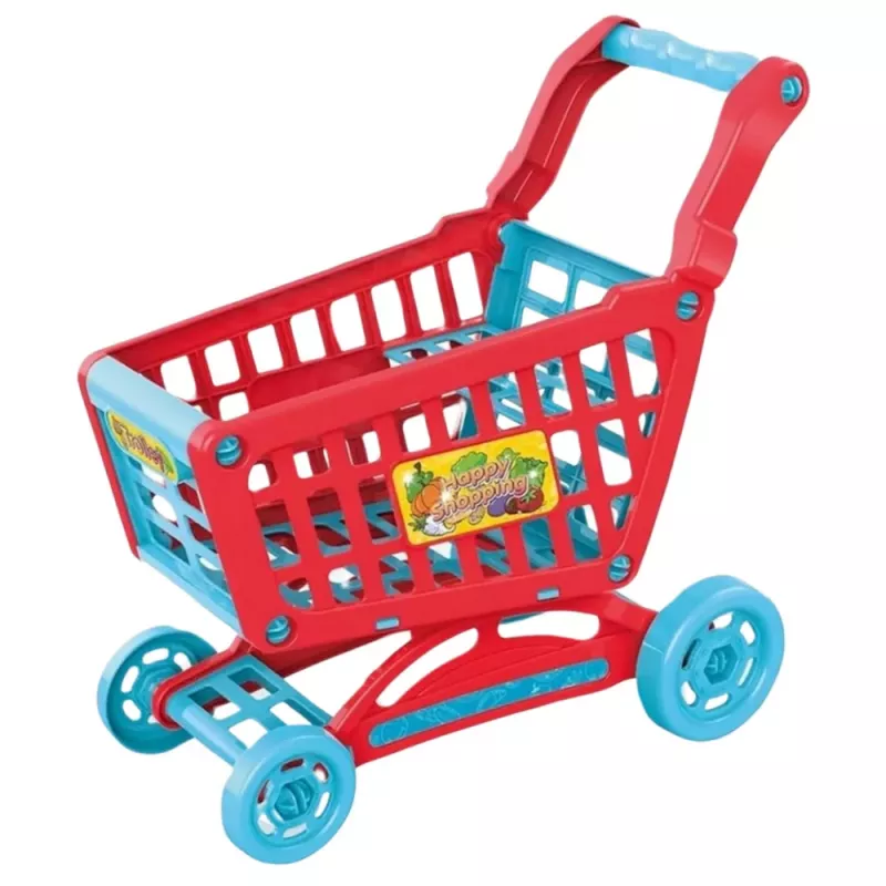 LEAN TOYS Parduotuvės rinkinys su kasos krepšeliu, maisto produktais, šviesomis ir garsais, spalvingas