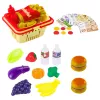 LEAN TOYS Parduotuvės rinkinys su kasos krepšeliu, maisto produktais, šviesomis ir garsais, spalvingas