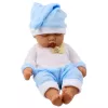 LEAN TOYS Mieganti kūdikio lėlė mėlynose pižamose su pomponu