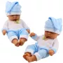 LEAN TOYS Mieganti kūdikio lėlė mėlynose pižamose su pomponu