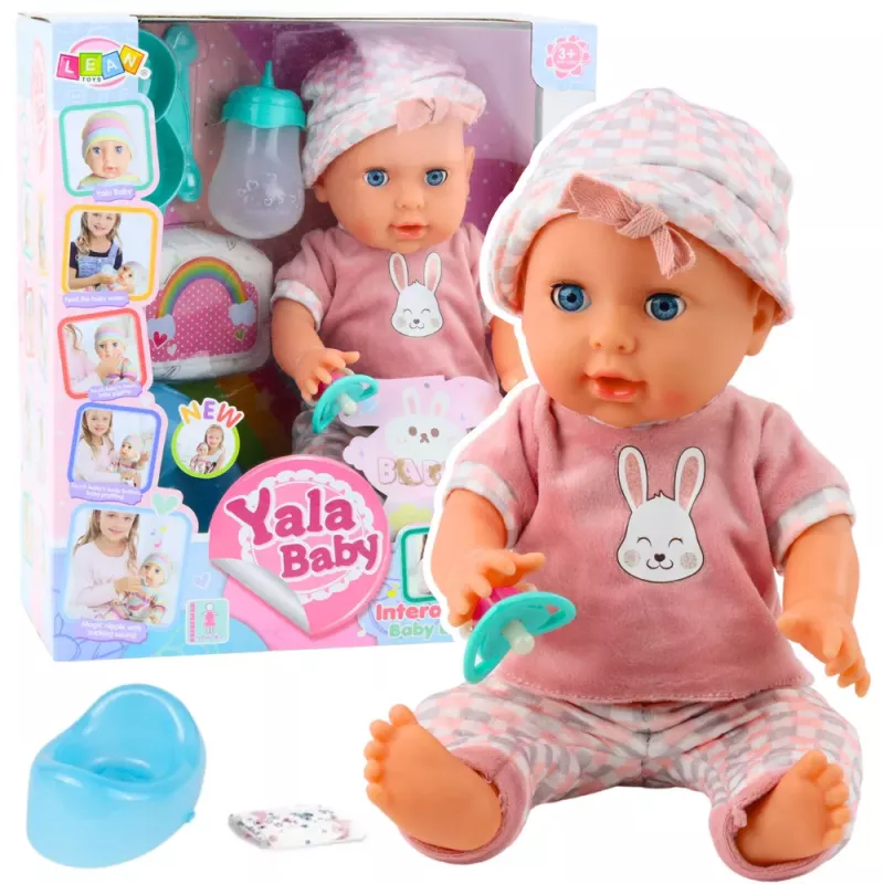 LEAN TOYS Baby Doll Infant Peeing Pink Set Accessories Sounds 35cm