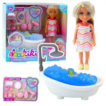 LEAN TOYS Ankiki Mini Lėlių Rinkinys su Vonia ir Priežiūros Aksesuarais