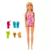 LEAN TOYS Anlily lėlės rinkinys „Paplūdimyje“ su baseinu, palme ir aksesuarais, 8 vnt.
