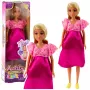 LEAN TOYS Anlily Nėščia Lėlė Rožinė Satininė Suknelė Ilgi Plaukai