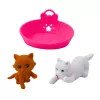 LEAN TOYS Mini lėlių rinkinys su šunimi, kačiuku, lova ir maisto dubenėliu