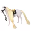 LEAN TOYS Horse With Long Mane Saddle Cup Brush Accessories White