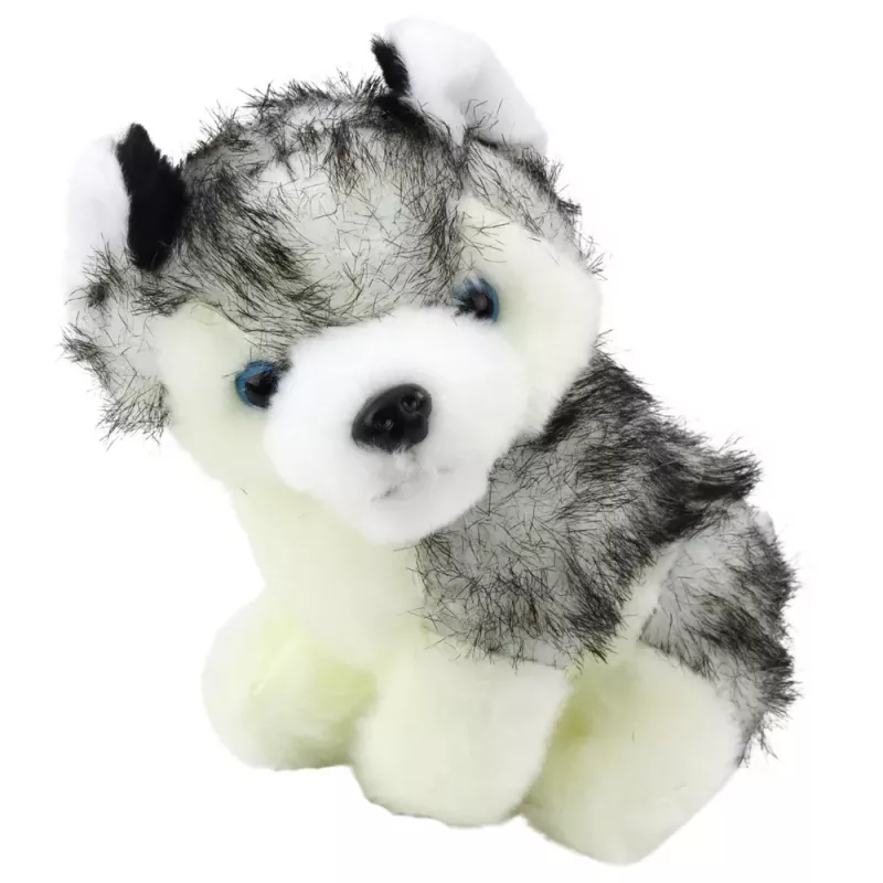 LEAN TOYS Husky Dog In A Bag Plush Mascot Cuddly Toy White Gray