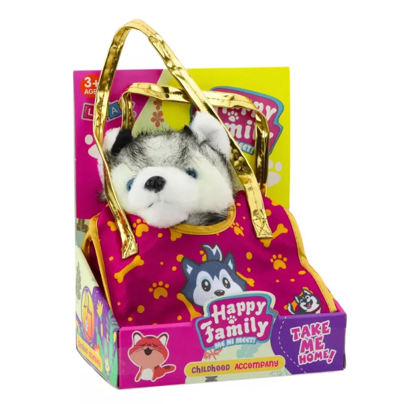 LEAN TOYS Husky Dog In A Bag Plush Mascot Cuddly Toy White Gray