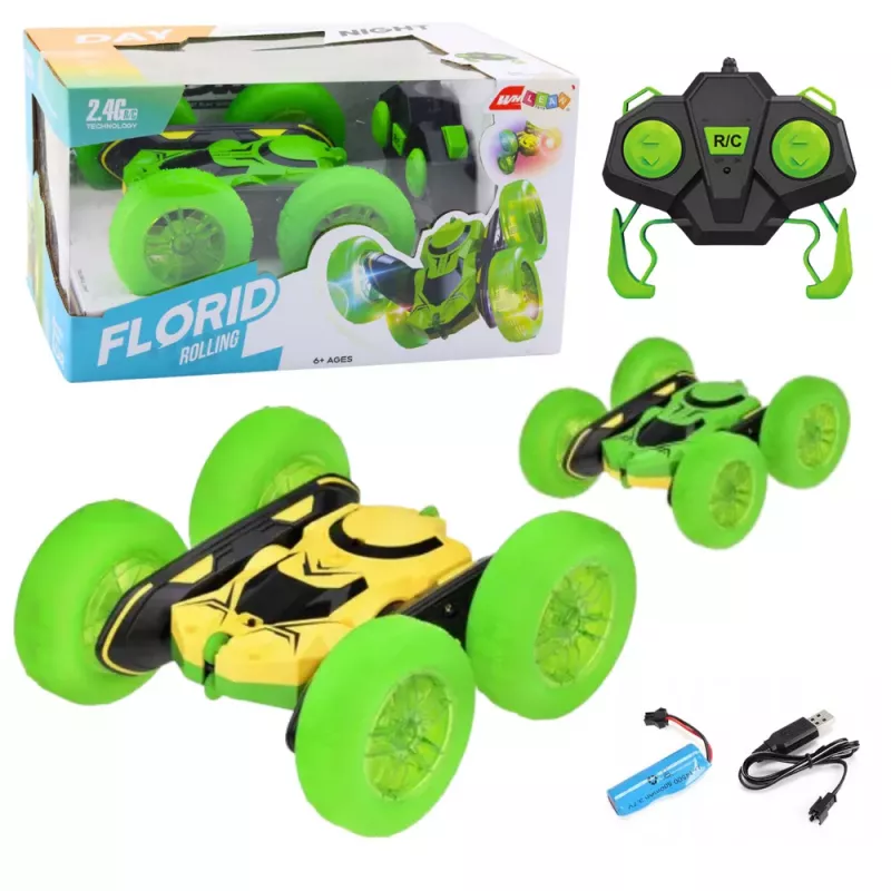 LEAN TOYS nuotoliniu valdymu triukų automobilis RC 360° žalias