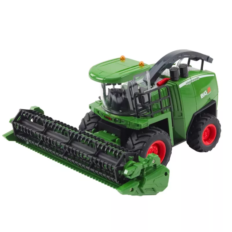 LEAN TOYS žemės ūkio kombainas su grūdų ir kukurūzų nuėmimo įranga, nuotoliniu būdu valdomas RC 1:24