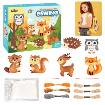 LEAN TOYS Kūrybinis siuvinėjimo veltinio miško gyvūnų rinkinys 6 vnt.