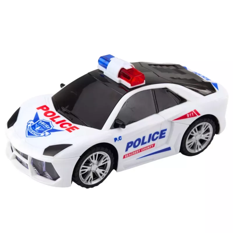 LEAN TOYS Policijos automobilis su šviesomis ir garsais Sportinis baltas