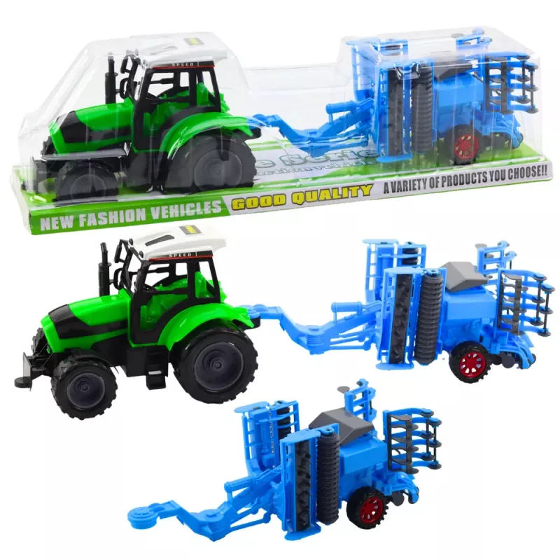 LEAN TOYS Didelis žemės ūkio traktorius su judančia diskinėmis akėčiomis