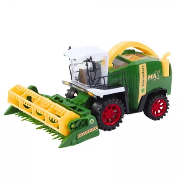 LEAN TOYS Kombainas ūkio žemės ūkio pjovimo mechanizmas varomas žalias 1:16 mastelis