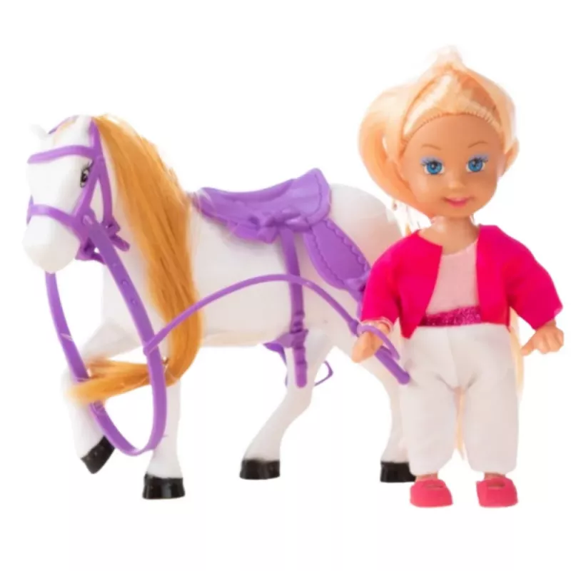 LEAN TOYS Mini lėlės rinkinys su jojimo kostiumu ir balnu