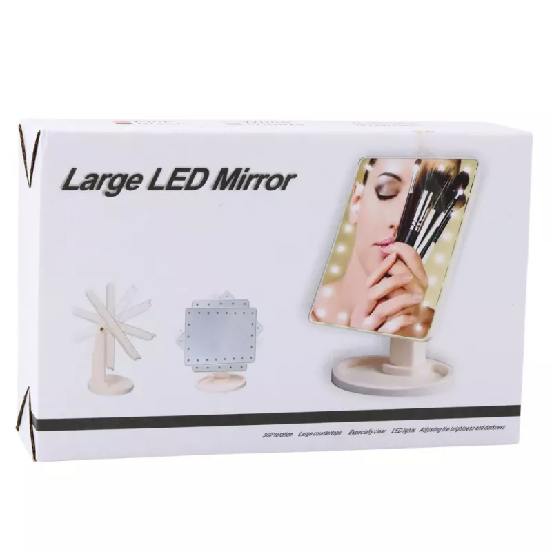 LEAN TOYS Kosmetinis veidrodis su 16 LED diodų, reguliuojamu stovu, rožinis