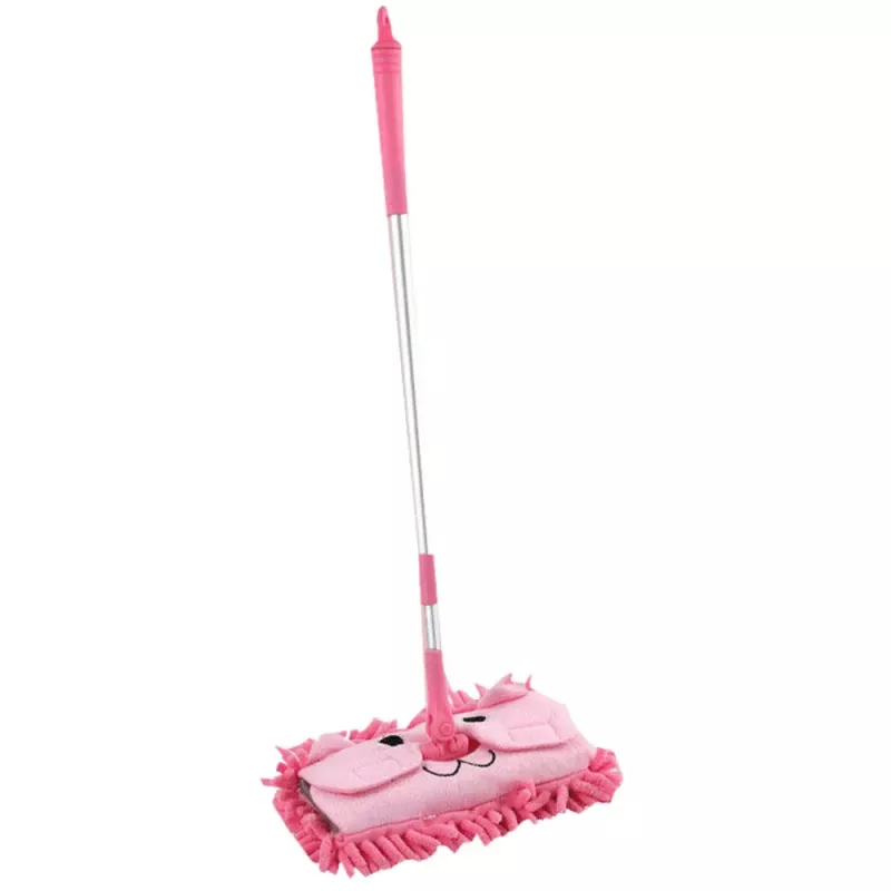 LEAN TOYS vaikiška šluota su teleskopine rankena Animal Pink