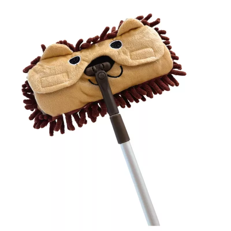LEAN TOYS Vaikiška šluota su teleskopine rankena Animal Brown