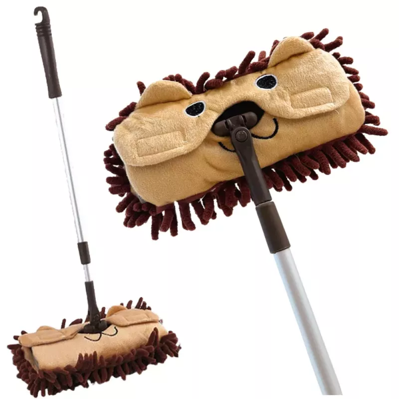 LEAN TOYS Vaikiška šluota su teleskopine rankena Animal Brown