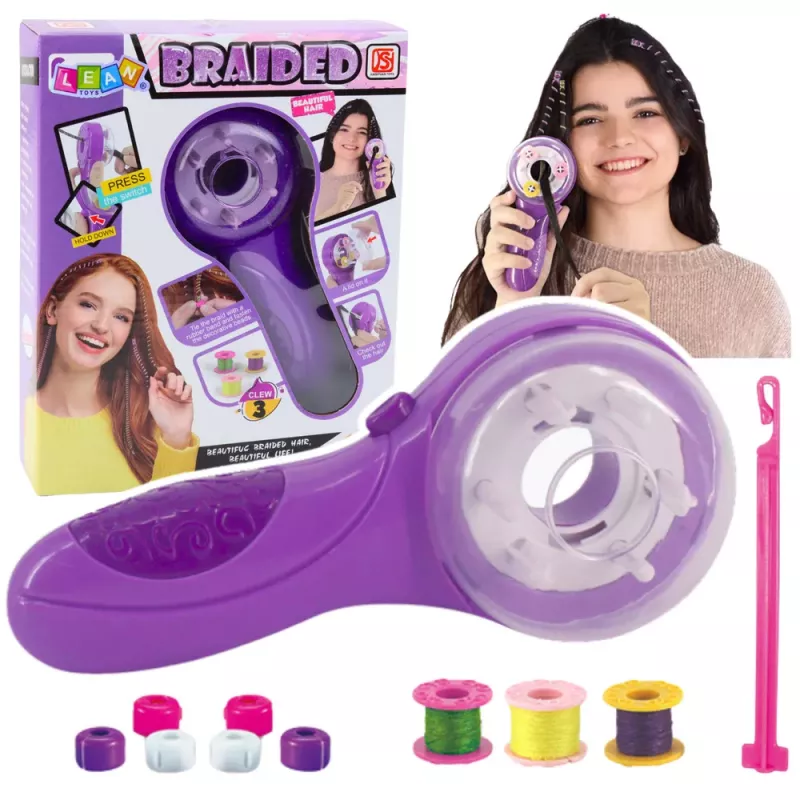 LEAN TOYS Hair Beauty Set Braiding Machine Threads Elastics Beads