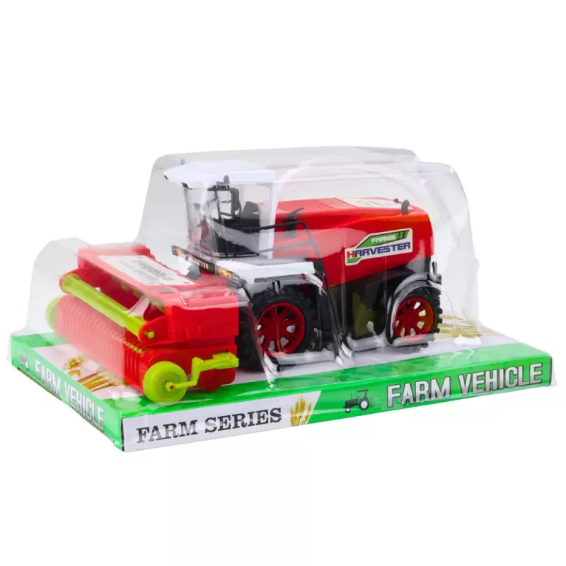 LEAN TOYS Žemės ūkio kombainas su pjaunamąja dalimi ir pavara raudonas 1:16
