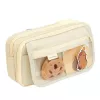 LEAN Two-Compartment School Pencil Case with Pockets and Accessories Kapybara 21x12 cm