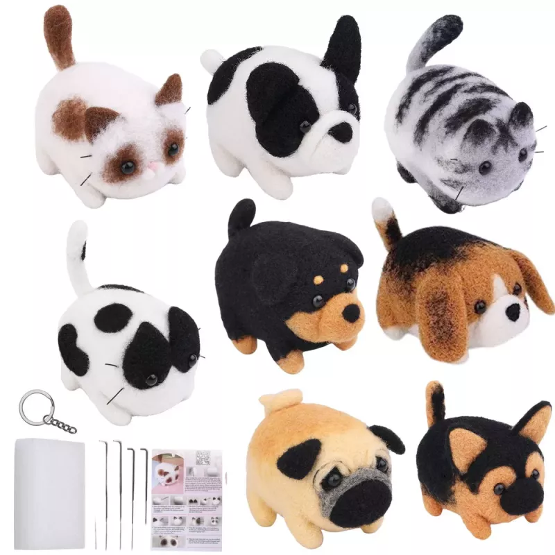 LEAN TOYS DIY Felting Kit - Worsted Wool Dog Cat Mix