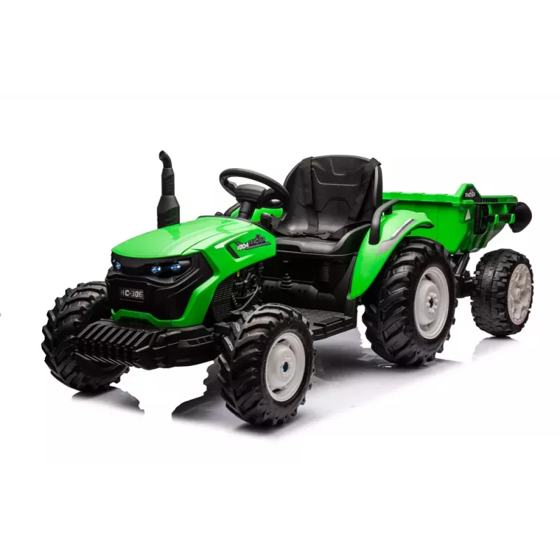 LEAN CARS HC-306 Battery Operated Tractor With Trailer Light Green 24V